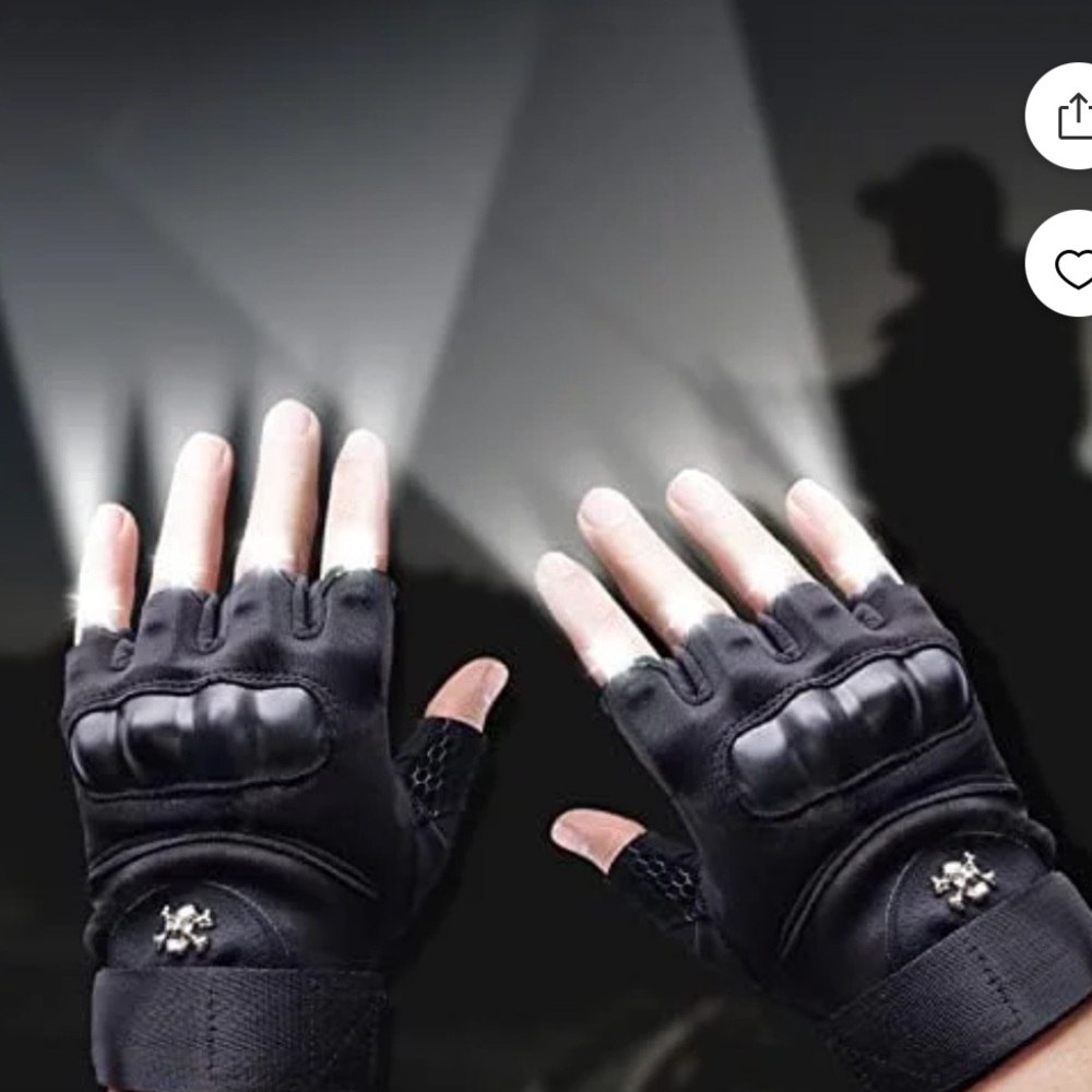 Men’s Half-Finger LED Gloves in Black
